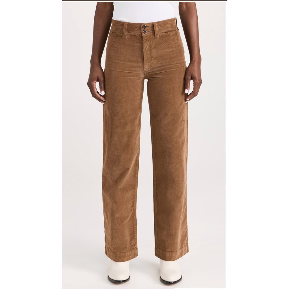 FAHERTY NWT Stretch Cord Wide Leg Pants in Brown Corduroy // 24